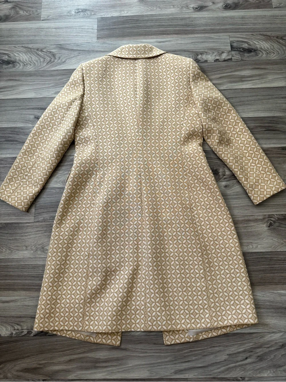 Vintage Suit Studio Geometric Print Notched Duster Blazer Size 12 Old Money Mod